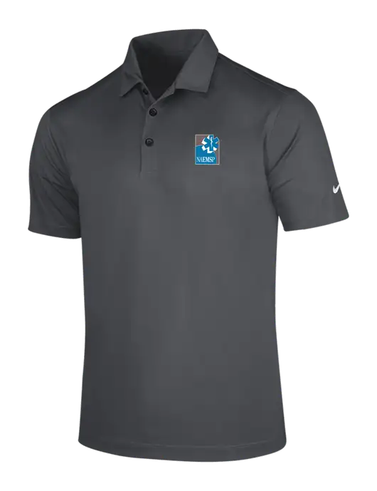 NIKE Dark Grey Dri-Fit Vertical Mesh Polo w/NAEMSP Logo