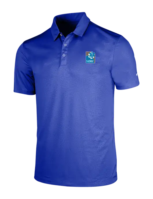 NIKE Dark Royal Dri-Fit Embossed Tri-Blade Polo w/NAEMSP Logo