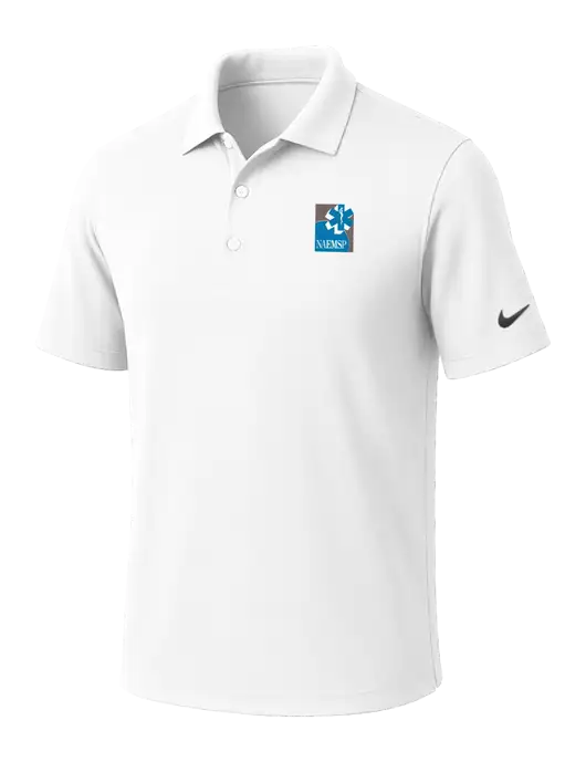 NIKE White Dri-Fit Micro Pique Polo w/NAEMSP Logo