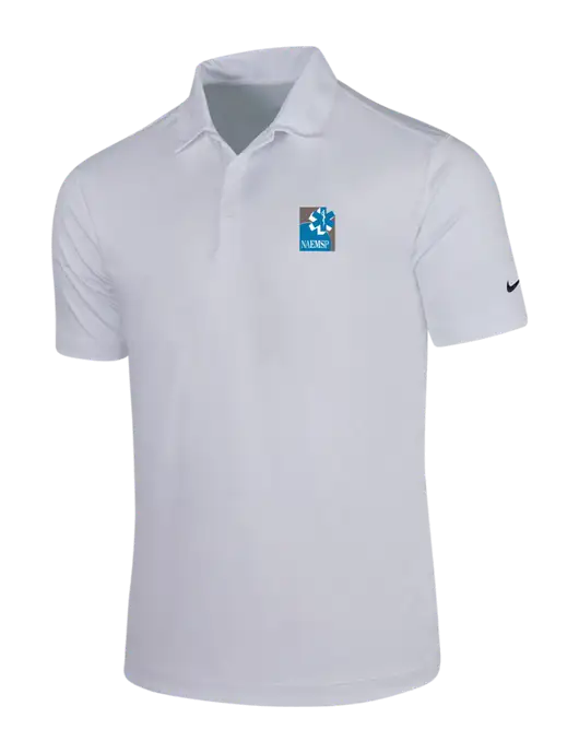 NIKE White Dri-Fit Vertical Mesh Polo w/NAEMSP Logo