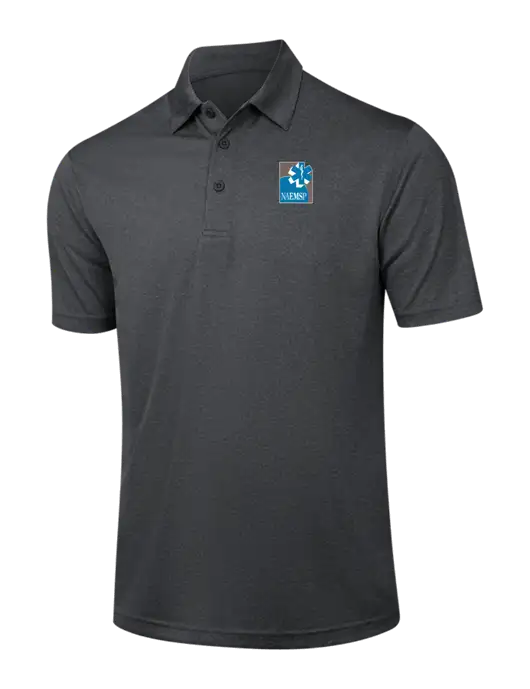 Dark Grey Heather Contender Polo w/NAEMSP Logo