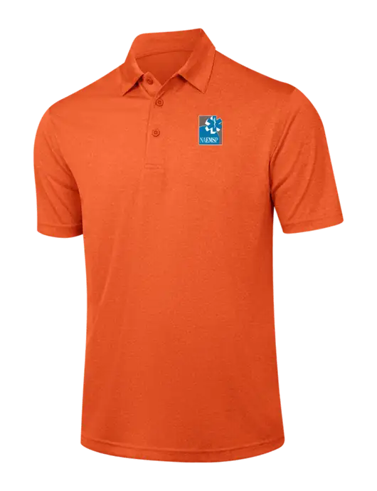 Orange Heather Contender Polo w/NAEMSP Logo