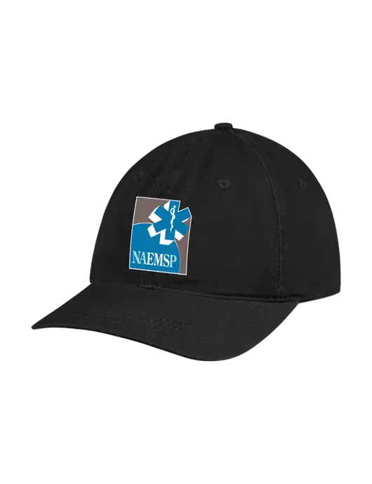 Garment Washed Unstructured Twill Black Cap w/NAEMSP Logo