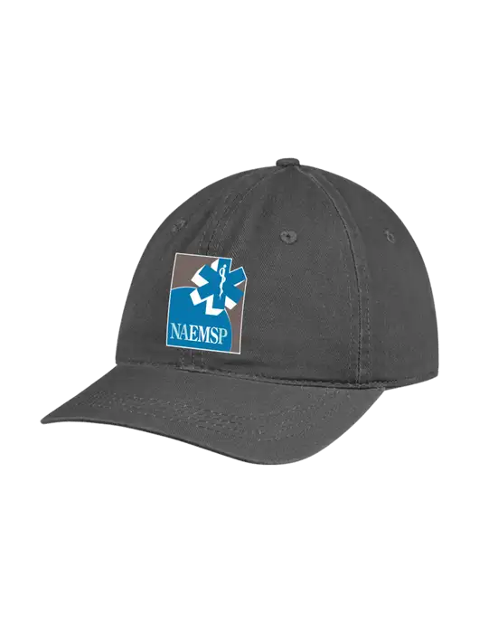 Garment Washed Unstructured Twill Charcoal Cap w/NAEMSP Logo