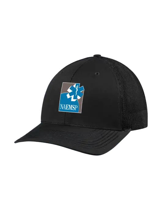 Richardson Adjustable Snapback Original 112 Trucker Cap Black w/Black Mesh w/NAEMSP Logo