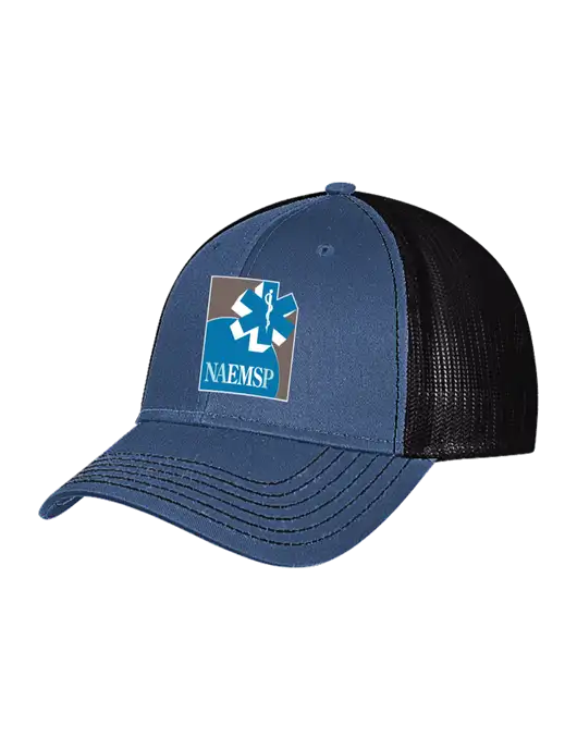 Dark Royal/Black Mesh Trucker Cap Snap Back w/NAEMSP Logo