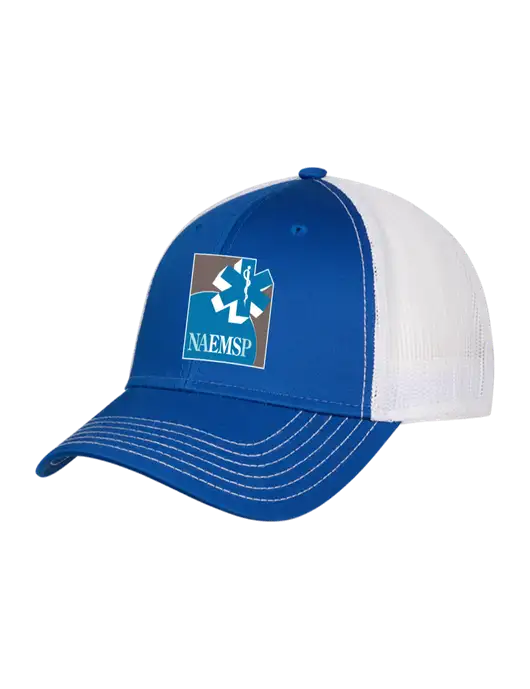 Royal/White Mesh Trucker Cap Snap Back w/NAEMSP Logo