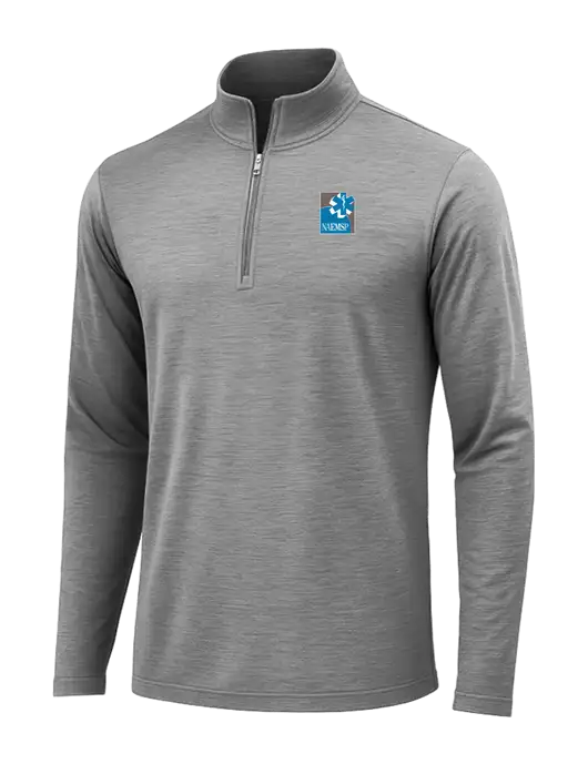Dark Grey Heather Posicharge Tri-Blend Wicking 1/4 Zip Pullover w/NAEMSP Logo