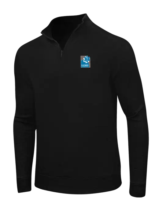 Deep Black/Charcoal Heather Interlock 1/4 Zip w/NAEMSP Logo