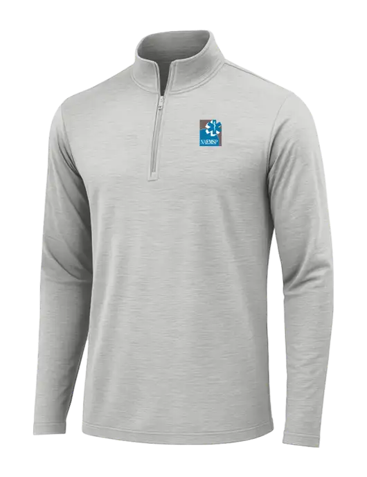 Light Grey Heather Posicharge Tri-Blend Wicking 1/4 Zip Pullover w/NAEMSP Logo
