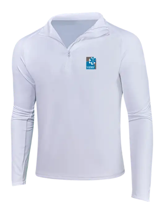White Sport Wick Stretch 1/4 Zip Pullover w/NAEMSP Logo