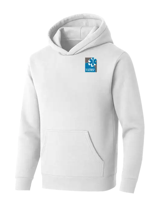 BELLA+CANVAS Heathered White Sponge Fleece Pullover Hoodie w/NAEMSP Logo