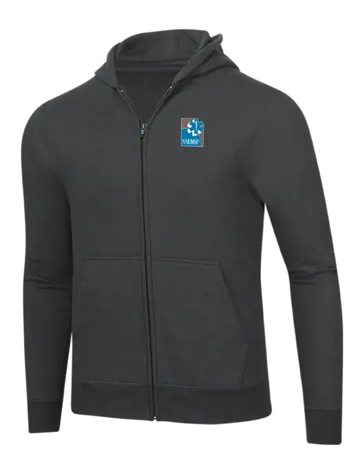 Charcoal 8.5 oz Ring Spun Zip Hooded Sweatshirt w/NAEMSP Logo