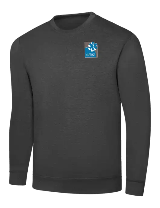Dark Heather Grey 7.8 oz Ring Spun Crew Sweatshirt w/NAEMSP Logo