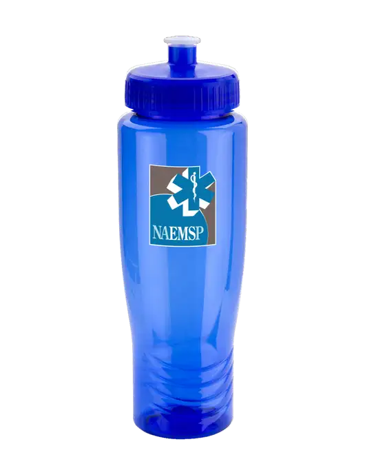 Roam Blue 28 oz Eco-Polyclear Bottle with Push Pull Lid w/NAEMSP Logo