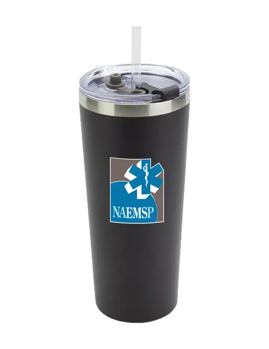 Brighton Black 20 oz Insulated Tumbler & Straw w/NAEMSP Logo