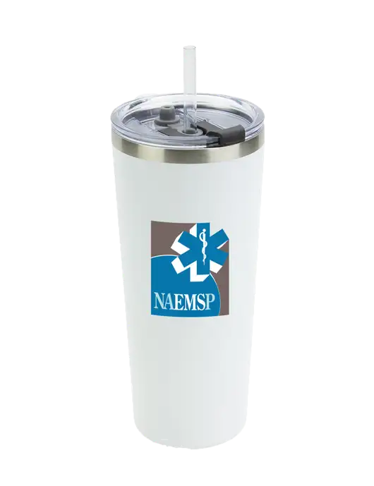 Brighton White 20 oz Insulated Tumbler & Straw w/NAEMSP Logo