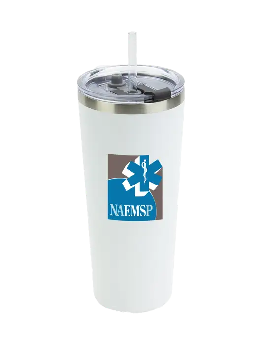 Brighton White 20 oz Insulated Tumbler & Straw w/NAEMSP Logo