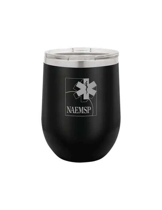 Polar Camel 12 oz Powder Coated Black Vacuum Insulated Stemless Wine Tumbler w/NAEMSP Logo