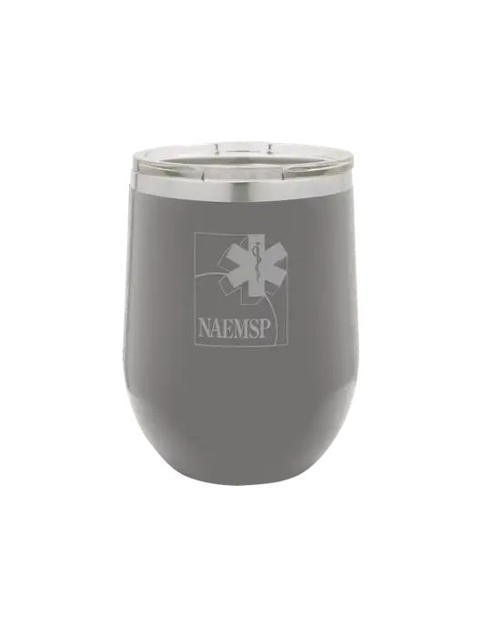 Polar Camel 12 oz Powder Coated Grey Vacuum Insulated Stemless Wine Tumbler w/NAEMSP Logo