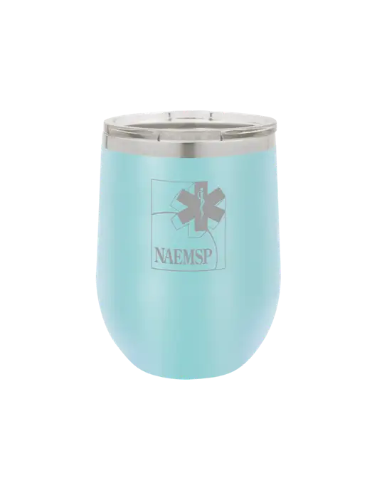 Polar Camel 12 oz Powder Coated Light Blue Vacuum Insulated Stemless Wine Tumbler w/NAEMSP Logo