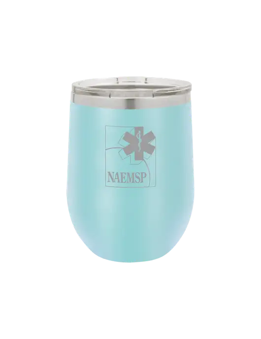 Polar Camel 12 oz Powder Coated Light Blue Vacuum Insulated Stemless Wine Tumbler w/NAEMSP Logo