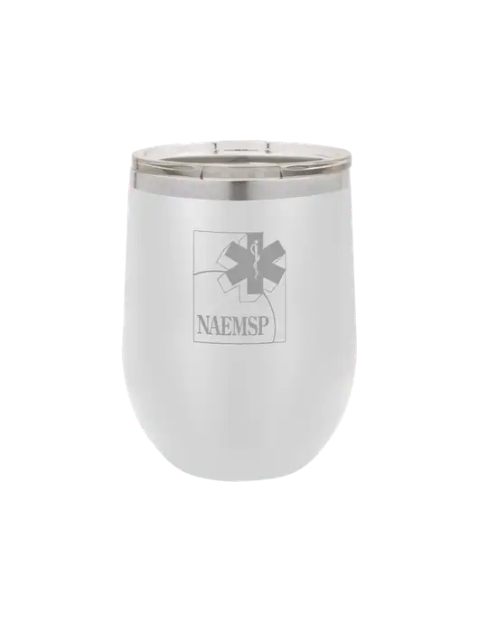 Polar Camel 12 oz Powder Coated White Vacuum Insulated Stemless Wine Tumbler w/NAEMSP Logo