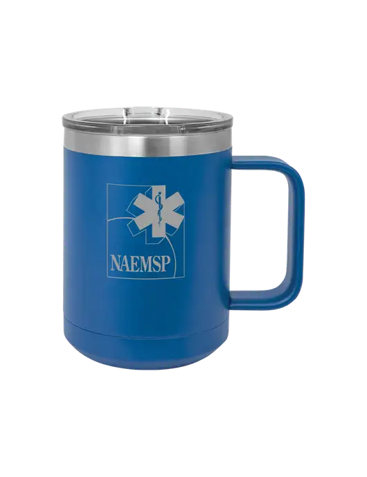 Polar Camel 15 oz Powder Coated Royal Vacuum Insulated Mug with Slider Lid w/NAEMSP Logo