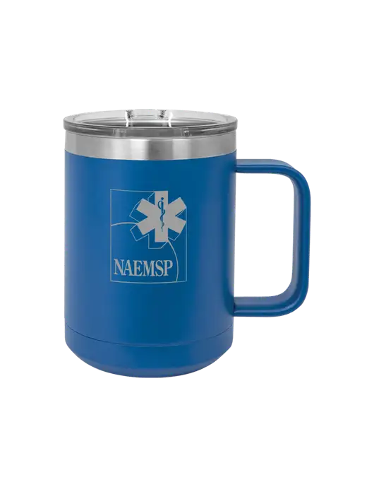 Polar Camel 15 oz Powder Coated Royal Vacuum Insulated Mug with Slider Lid w/NAEMSP Logo