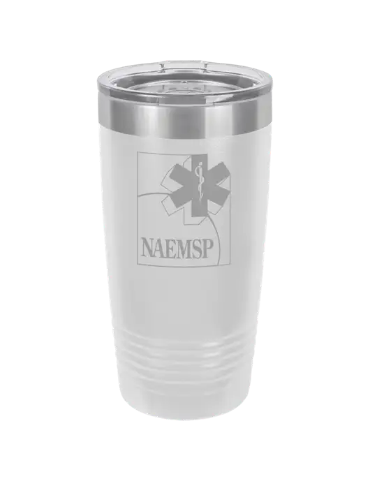 Polar Camel 20 oz Powder Coated White Vacuum Insulated Tumbler  w/NAEMSP Logo