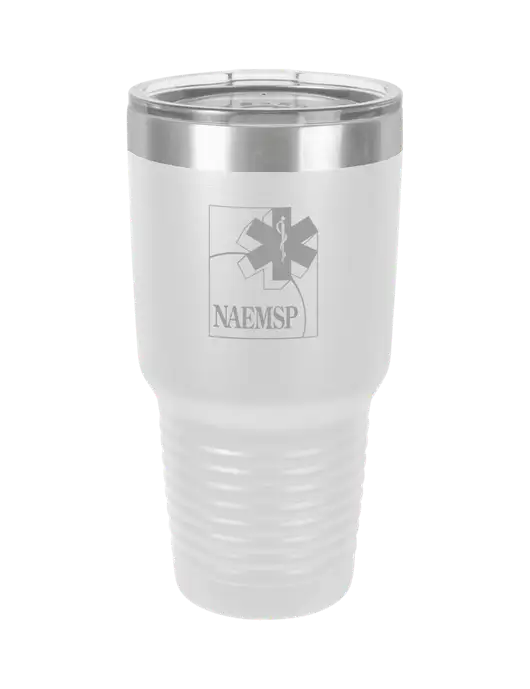 Polar Camel 30 oz Powder Coated White Vacuum Insulated Tumbler  w/NAEMSP Logo