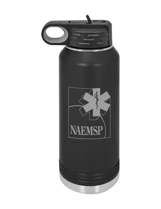 Polar Camel 32 oz Powder Coated Black Vacuum Insulated Water Bottle w/NAEMSP Logo