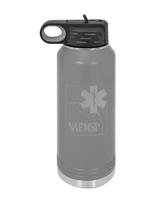 Polar Camel 32 oz Powder Coated Grey Vacuum Insulated Water Bottle w/NAEMSP Logo