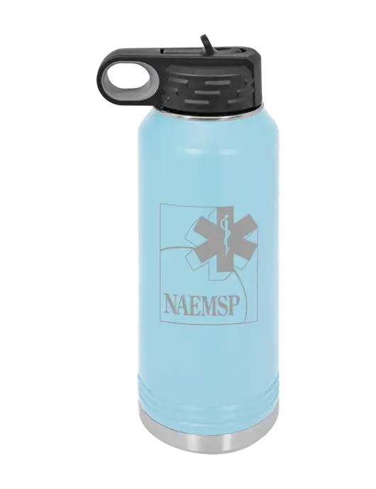 Polar Camel 32 oz Powder Coated Light Blue Vacuum Insulated Water Bottle w/NAEMSP Logo