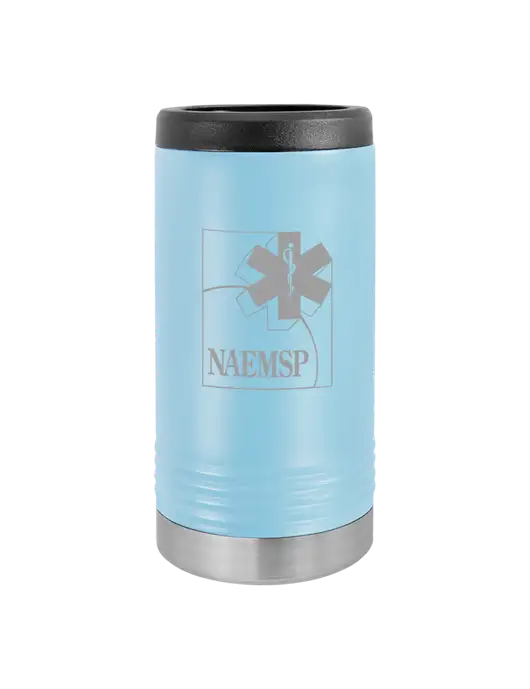 Polar Camel Powder Coated Light Blue Vacuum Insulated Slim Beverage Holder w/NAEMSP Logo