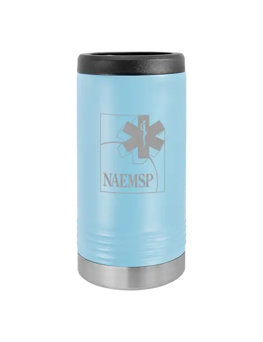 Polar Camel Powder Coated Light Blue Vacuum Insulated Slim Beverage Holder w/NAEMSP Logo