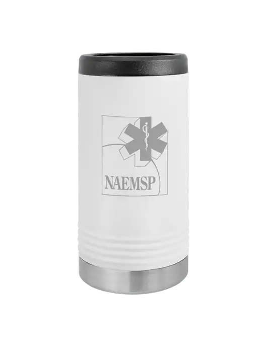 Polar Camel Powder Coated White Vacuum Insulated Slim Beverage Holder w/NAEMSP Logo