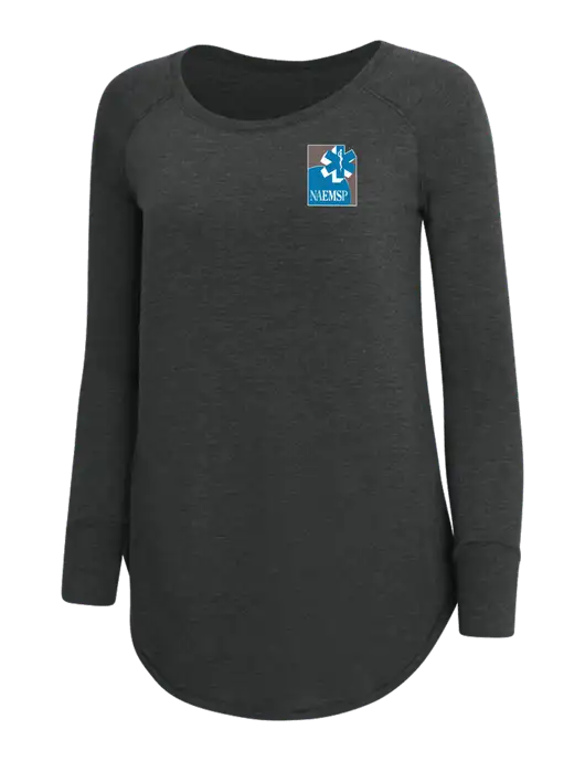 Womens Perfect Wide Collar Tunic Tri-Blend Black Frost 4.5 oz T-Shirt w/NAEMSP Logo