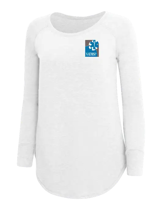Womens Perfect Wide Collar Tunic Tri-Blend White 4.5 oz T-Shirt w/NAEMSP Logo