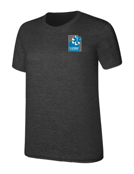 Womens Ring Spun Dark Heather Grey 4.5 oz T-Shirt w/NAEMSP Logo