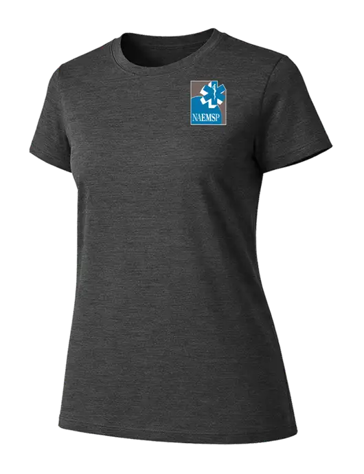 Womens Ring Spun Dark Heather Grey 4.5 oz T-Shirt w/NAEMSP Logo