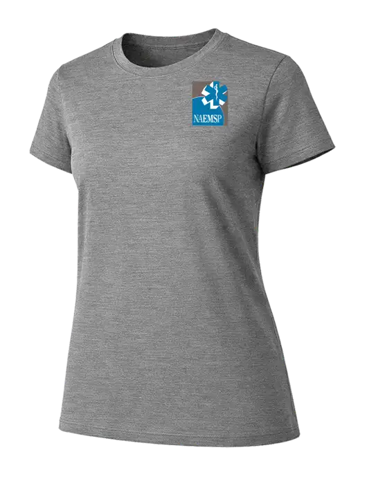 Womens Ring Spun Light Grey Heather 4.5 oz T-Shirt w/NAEMSP Logo