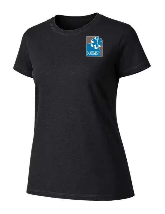 Womens Ring Spun Jet Black 4.5 oz T-Shirt w/NAEMSP Logo