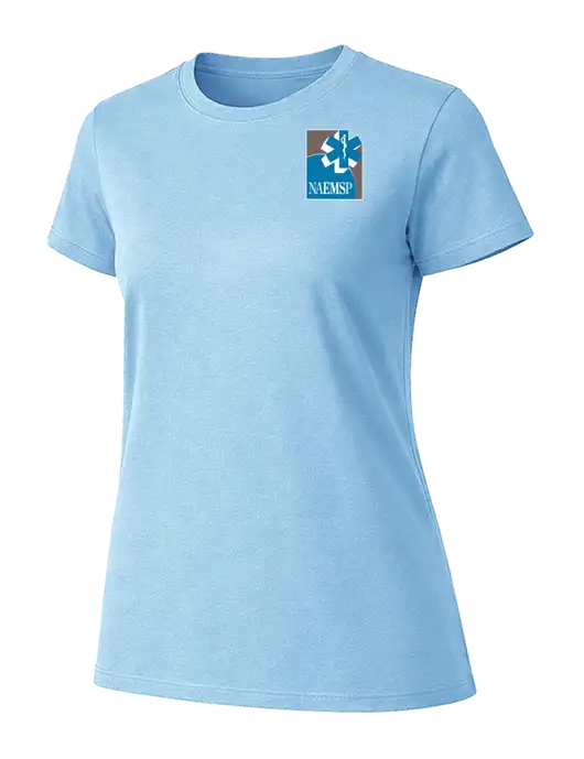 Womens Ring Spun Light Blue 4.5 oz T-Shirt w/NAEMSP Logo