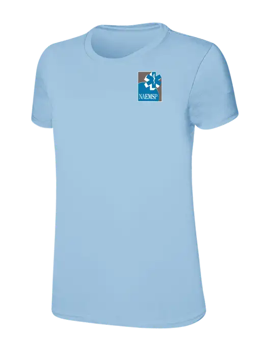 Womens Ring Spun Light Blue 4.5 oz T-Shirt w/NAEMSP Logo