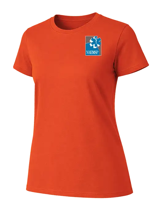 Womens Ring Spun Orange 4.5 oz T-Shirt w/NAEMSP Logo