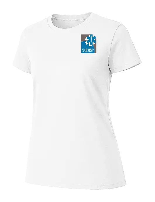 Womens Ring Spun White 4.5 oz T-Shirt w/NAEMSP Logo