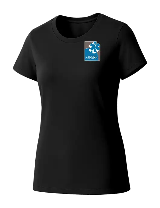 Womens Seriously Soft Black T-Shirt w/NAEMSP Logo