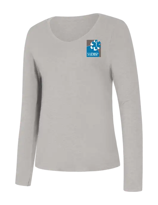 Womens Seriously Soft Light Heathered Grey V-Neck Long Sleeve T-Shirt w/NAEMSP Logo