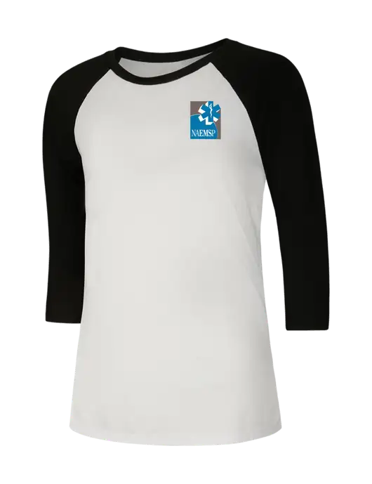 Womens Simply Soft 3/4 Sleeve Black/White Ring Spun Cotton T-Shirt w/NAEMSP Logo